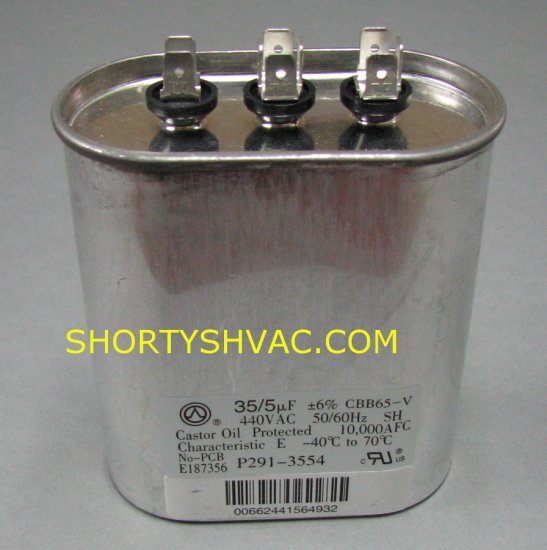 Carrier Dual Run Capacitor P291-3554 - Click Image to Close